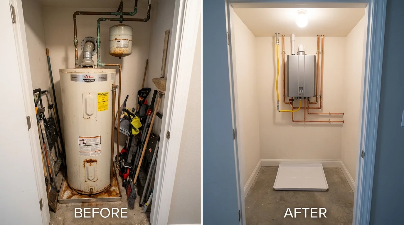Tank water heater versus wall-mounted tankless unit comparison for Pittsfield, NH homeowners